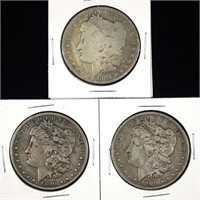 1881-o, 1890-s, 1900-o Morgan Silver Dollars