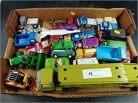 Box of Toys: Marx Car Carrier, Tootsie Toys, Etc.