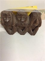Wood carving 3 monkeys See No Evil Hear No Evil