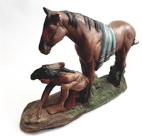 Native American Scout & Horse Statue
