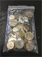 Bag of foreign coins