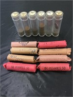 6 tubes and 8 rolled wheat pennies