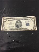 1953 five dollar silver certificate