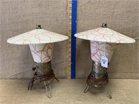 1950's pair of retro lamps with spaghetti shades