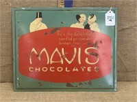 Mavis Chocolates tin sign 12x10 w/deco ladies