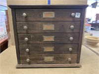 Early 1900's 5 drawer watch lens cabinet