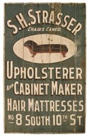 S.H Strasser Large Painted Wood Store Sign
