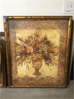 Large Flower Pot Painting in Gold Frame