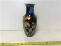 Black and Orange Floral Vase, Made in Japan