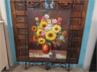 68" X 48" OIL PAINTING WITH WROUGHT IRON FRAME
