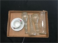 Assorted Vases, Tea Cups & Saucers