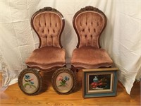Victorian Ladies Chairs and Artwork