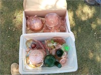 2 Boxes of Pink Depression Glass