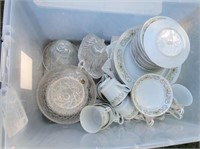 Sterling China Set & Pressed Glass