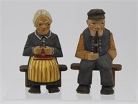 Hand Carved/Painted Elderly Couple