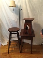 Stools, Lamp, and Side Table