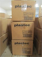 3 BOXES: PLASTEC 8" PLASTIC SAUCERS