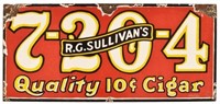 R.G. Sullivan's 7-20-4 Cigar Porcelain Sign
