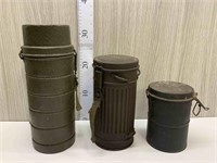 3X WW2 MILITARY GAS MASK CANNISTERS
