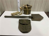 ARMY SHOVEL WITH POUCH AND CANTEEN