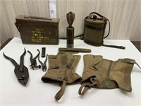 SET OF WW1 GUARDERS, CANTEEN, PROJECTILE,