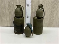 3X PRACTISE GRENADES - 2 IN CONTAINERS