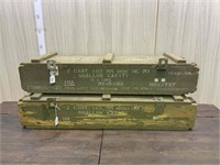 2X MILITARY AMMO TIMBER CRATES - 95CM LONG