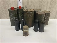 QTY OF ARMY TINS INCLUDES OIL, FOOD, BILLY TEA TIN