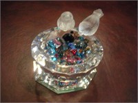 Swarovski Crystal Bird At Feeder  3x3 Inches