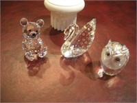 Swarovski Crystal Swan, Bear & Owl 2 Inches Tall