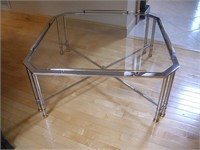 Modern - Mid Century Chrome & Brass Glasstop Table