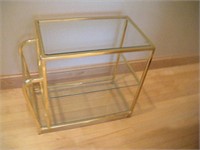 Brass & Glass Magazine Rack  12x18x20 Inches