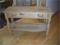 Yellow Pine Side Table With Drawer  47x18x30