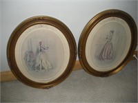 2 Oval Framed Prints 19x24 Inches