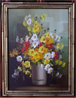 Vintage Floral Oil Painting Signed Houston