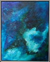 Abstract of Blues Oil Painting Signed Zimmerman