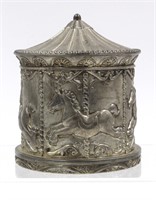Silver Plated Carrousel Coin Bank