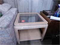3 White Wood & Beveled Glass End Tables