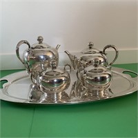 C.Zurita Mexican Sterling Silver Modernist Tea Set