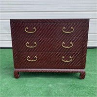 Baker Chinoiserie Dresser Red Embossed Finish