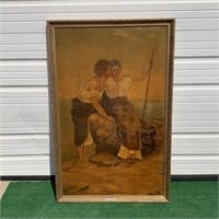 Large Antique Oil on Canvas