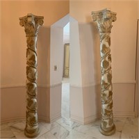 Pair Wood Architectural Neo Classical Columns