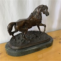 Signed P.J. Mene Marble & Bronze Horse
