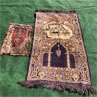Pair Silk Art Deco Prayer Rugs