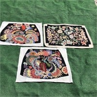 Three Embroidered Seat covers