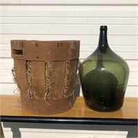 French Demijohn Wine Bottle & Basket