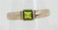 Sterling Silver Green Peridot Gemstone Ring -