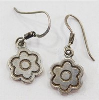 Sterling Silver 925 Flower Floral Earrings