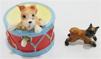 Vintage Puppy in Drum #A112 and Bone China Boxer