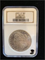Silver Morgan Dollar MS-63. 1881 S
